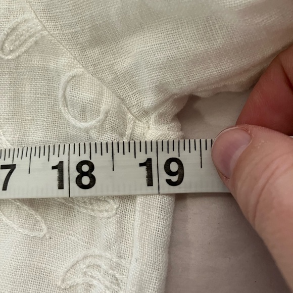 alessia pacini Made In Italy Linen Blouse Sz Small‎ White Embroidered 3/4 Sleeve - Picture 7 of 9